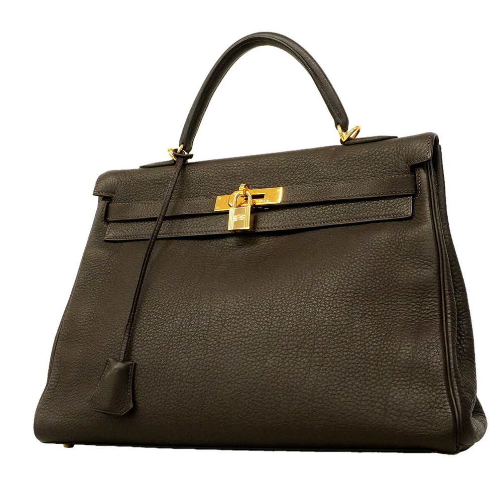Hermes Kelly 35 handbag, Togo leather, Ebene finish, □F stamp, ladies'.